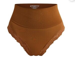 NWT Joyspun Women's Shape & Smooth Lace Trim Thong Sz Small Brown Light  Support